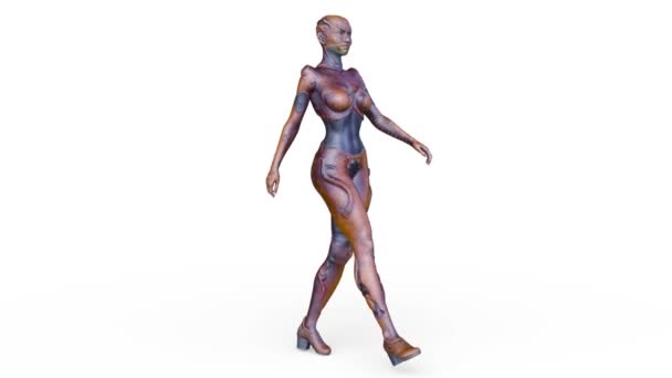 Representación Una Mujer Alienígena Caminando — Vídeos de Stock