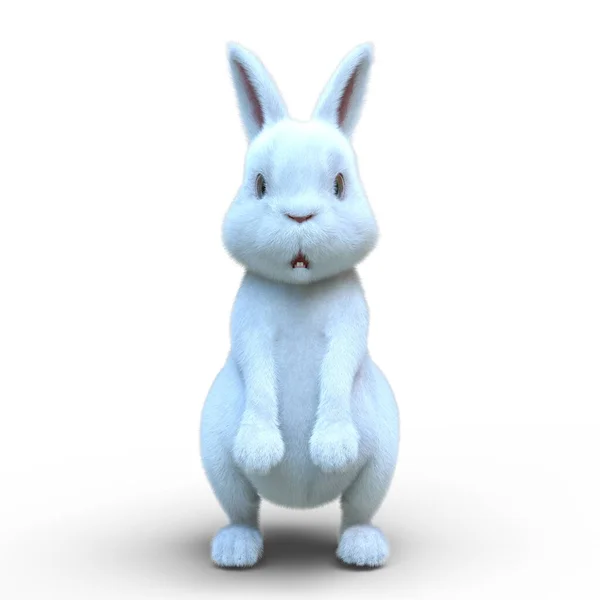 白兔3D渲染 — 图库照片