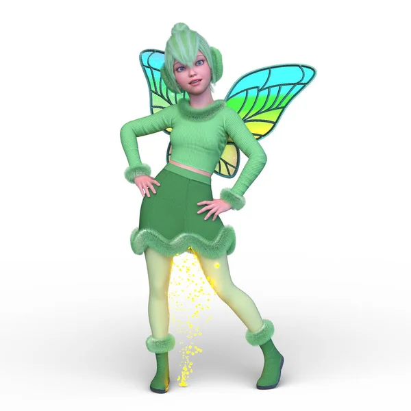 蝴蝶仙女的3D渲染 — 图库照片