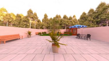 Dış terasın 3B görüntülemesi