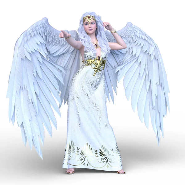 Renderowanie Anioła Wyciągniętymi Skrzydłami — Zdjęcie stockowe