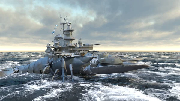 海軍艦艇の3Dレンダリング — ストック写真