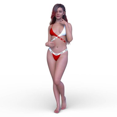 Bikinili bir kadının 3B görüntüsü