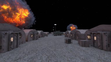 Askeri kampın 3 boyutlu canlandırması
