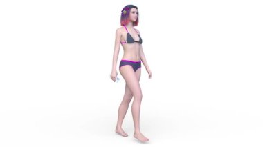 Bikinili bir kadının 3D görüntüsü