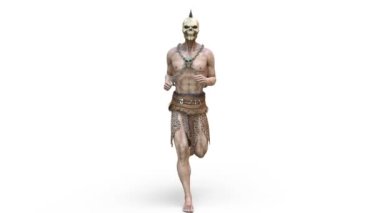 Koşan iskelet suratlı bir canavarın 3 boyutlu görüntüsü