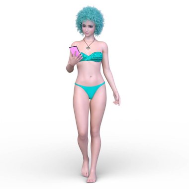 Bikinili bir kadının 3B görüntüsü