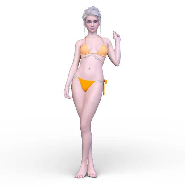 Darstellung Einer Frau Bikini — Stockfoto