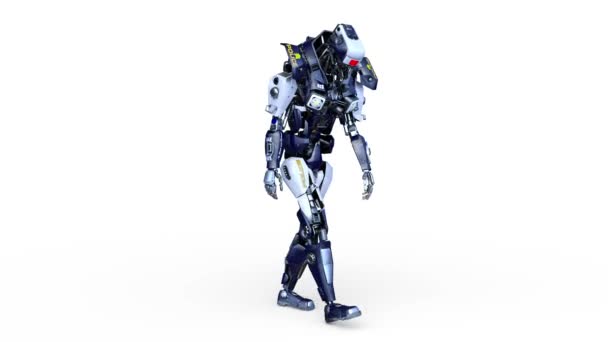 Rendering Robot Walking Face — Video Stock