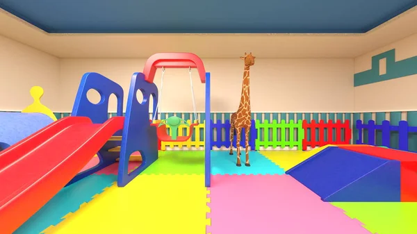 幼稚園教室の3Dレンダリング — ストック写真