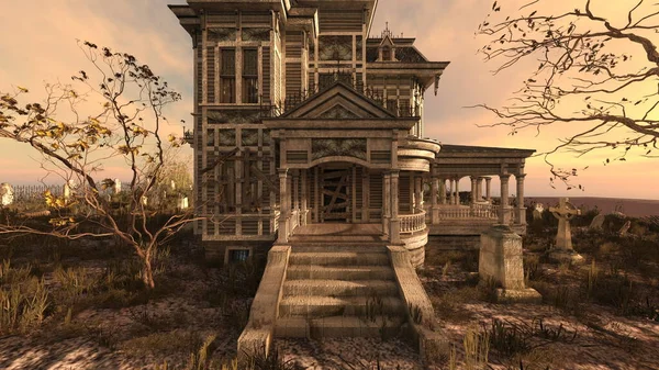 Rendering Eerie Mansion — Stock Photo, Image