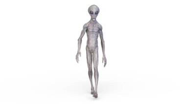 3D rendering of a walking male alien