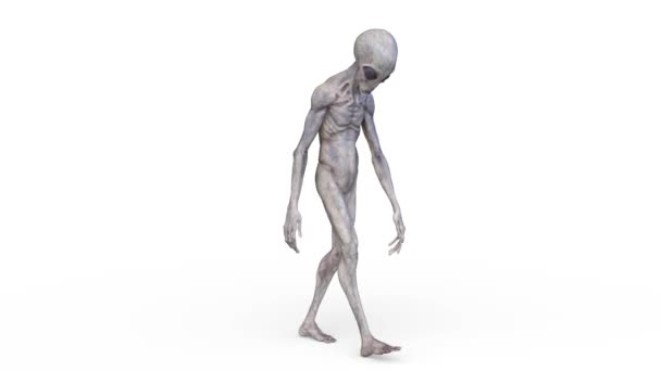 Rendering Male Alien Walking Face — Stock Video