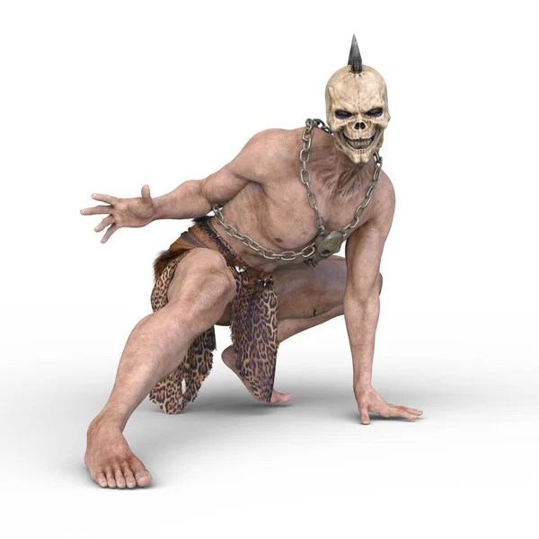 3D rendering of a skeleton-faced monster