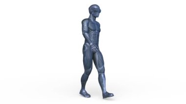 Yürüyen bir siber adamın 3 boyutlu canlandırması