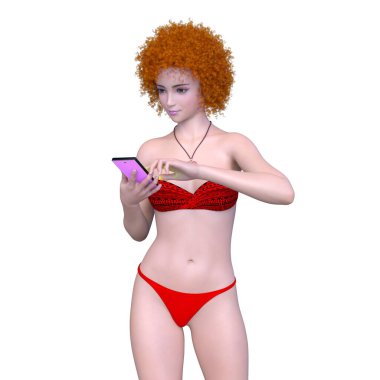 Bikinili bir kadının 3B görüntüsü