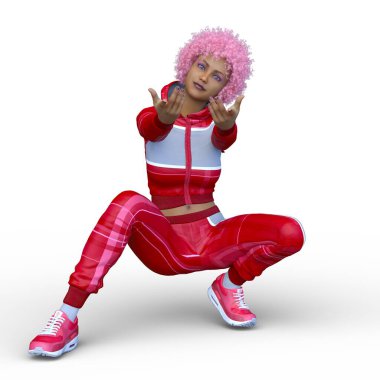 Dansçı bir kadının 3 boyutlu canlandırması