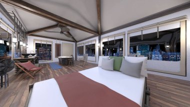 Gece görüşlü özel odanın 3D görüntüsü