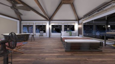 Gece görüşlü özel odanın 3D görüntüsü