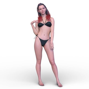 Bikinili bir kadının 3B görüntüsü