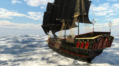 Bir yelkenlinin 3D görüntüsü