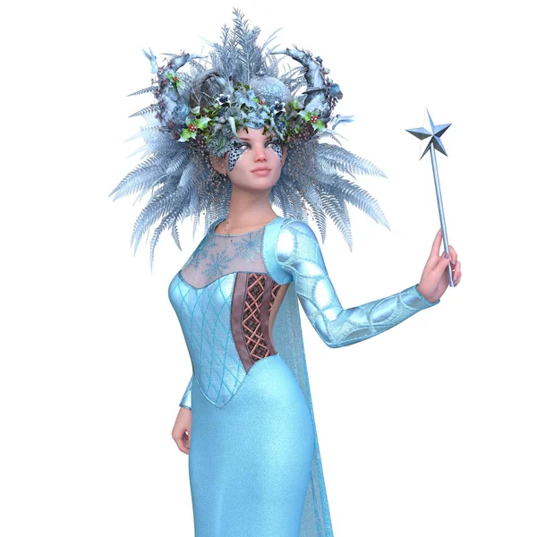 带花冠的仙女3D渲染 — 图库照片