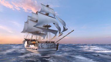 Bir yelkenlinin 3D görüntüsü