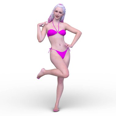 Bikinili bir kadının 3B görüntüsü