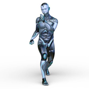 erkek bir cyborg 3D render