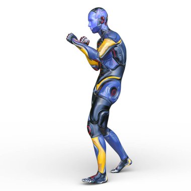 erkek bir cyborg 3D render