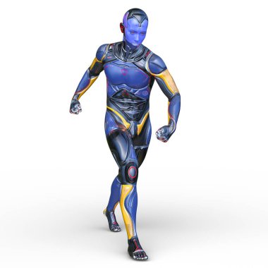 erkek bir cyborg 3D render