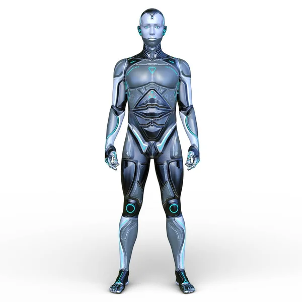 Renderowania Mężczyzna Cyborga — Zdjęcie stockowe