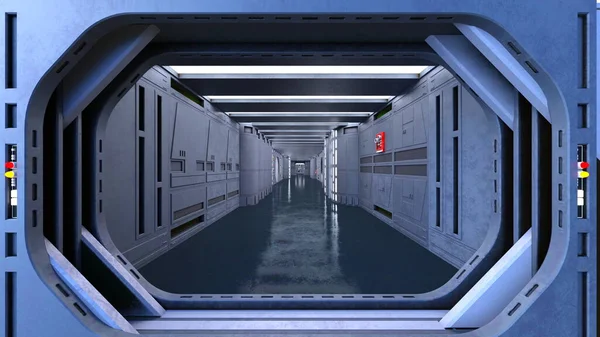 宇宙船の通過の3Dレンダリング — ストック写真