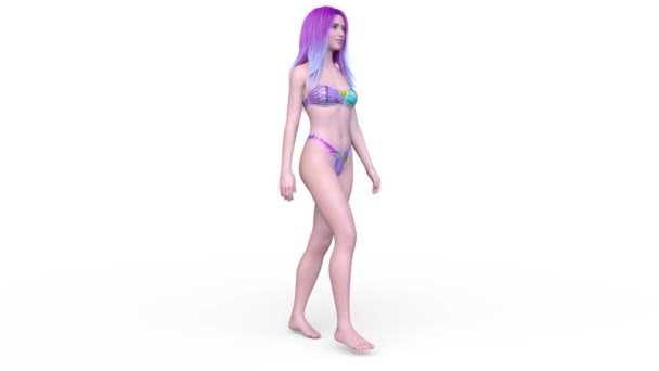Weergave Van Een Wandelende Vrouw Bikini — Stockvideo