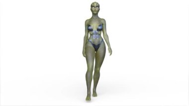 Yürüyen bir uzaylının 3 boyutlu görüntüsü