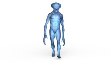 3D rendering of a walking male alien