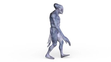 3D rendering of a walking male alien