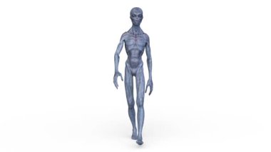 3D rendering of a walking male alien