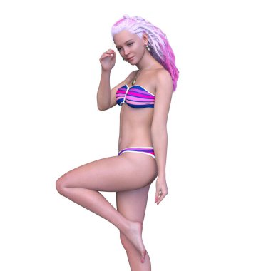 Bikinili bir kadının 3B görüntüsü