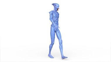 3D rendering of a walking male alien