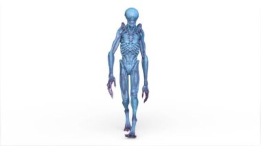 3D rendering of a walking male alien