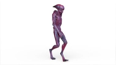 3D rendering of a walking male alien