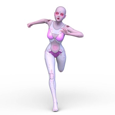 Dişi bir sayborgun 3D canlandırması