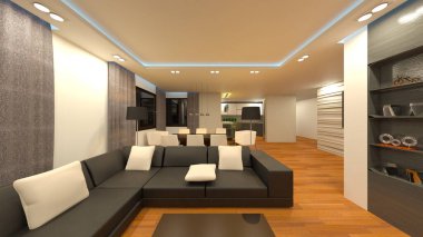 Oturma odasının 3 boyutlu görüntüsü