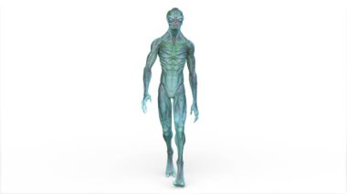 3D rendering of a walking male alien