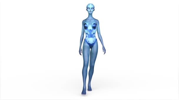 Візуалізація Ходячої Жінки Інопланетянки — стокове відео