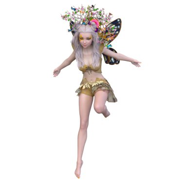 3D rendering of a butterfly fairy clipart