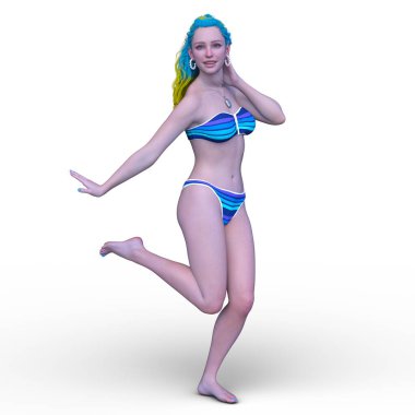 Bikinili bir kadının 3B görüntüsü