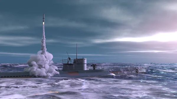 Vykreslování Balistické Raketové Ponorky — Stock fotografie