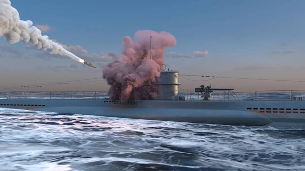 Візуалізація Підводного Човна Балістичної Ракети — стокове фото